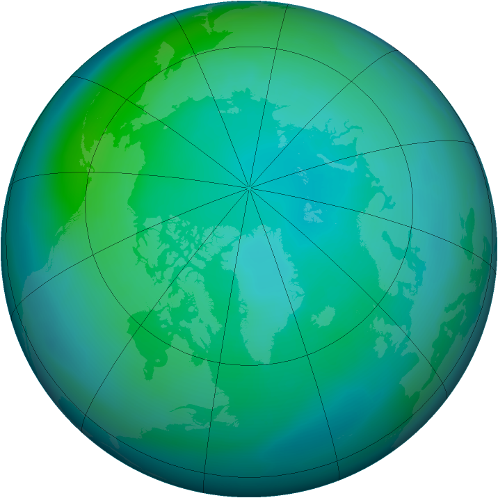 Arctic ozone map for October 2008